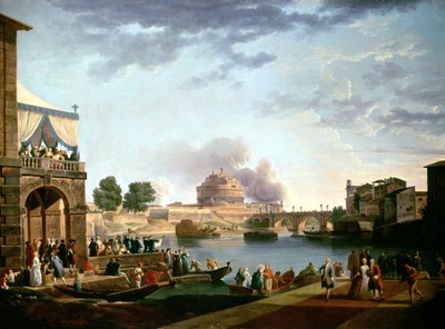 The Election of the Pope with the Castel St. Angelo, Rome in the Background by Antonio Joli